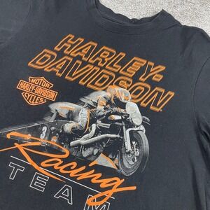 Harley Davidson Crop Top Womens Large T Shirt Racing Team Motorcycle Biker Black